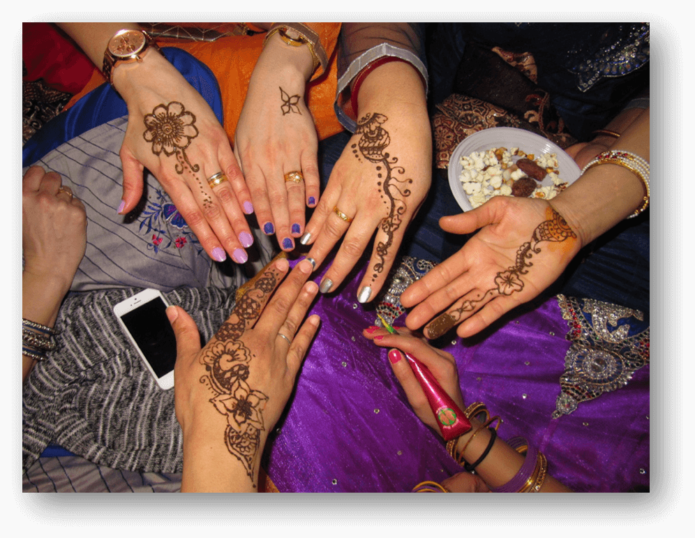 Hands decorated with Mehndi designs