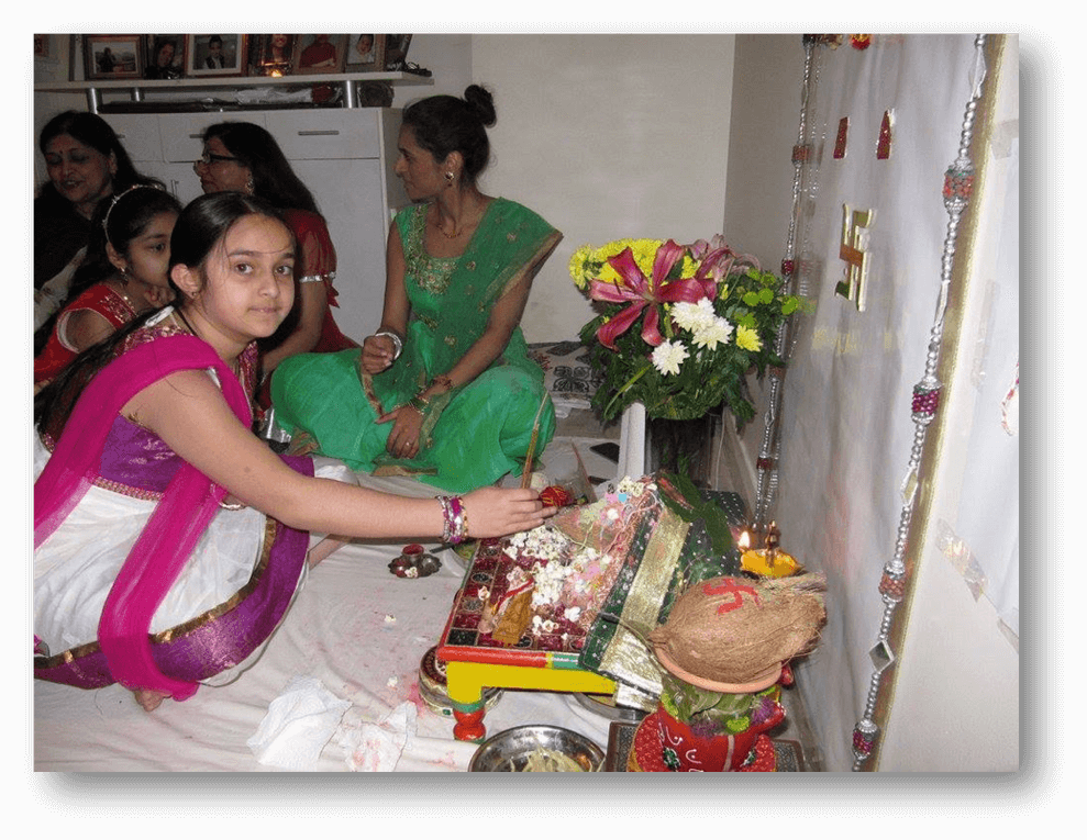 Performing puja to Goddess Gauri