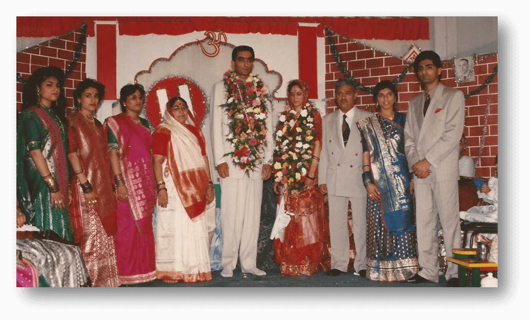 Groom Shreeman Dipesh Ramniclal and the bride Shreemati Harshica Jassantilal on their wedding day